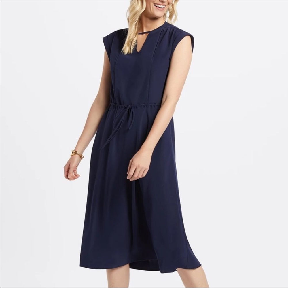 Draper James Keyhole Midi Dress in Nassau Navy. New with tags!